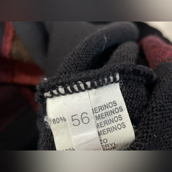 GIO FERRARI Mens Euro 56 XXL V-neck Sweater Merino Wool blend burgundy soft Y2K - Picture 7 of 8